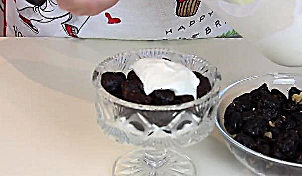 Prunes with walnuts in cream, dessert recipe with photo