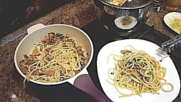 Spaghetti with fried chanterelles in a creamy sauce, a simple step by step recipe for cooking with a photo